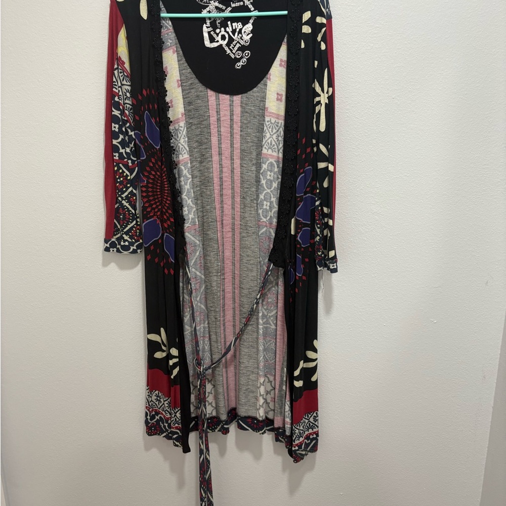 Desigual Black and Red Wrap Dress